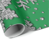 Spinende zilverglittersneeuwvlokken cadeaupapier (Rol Hoek)
