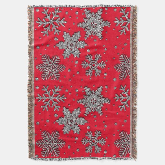 Spinende zilverglittersneeuwvlokken deken (Voorkant Verticaal)