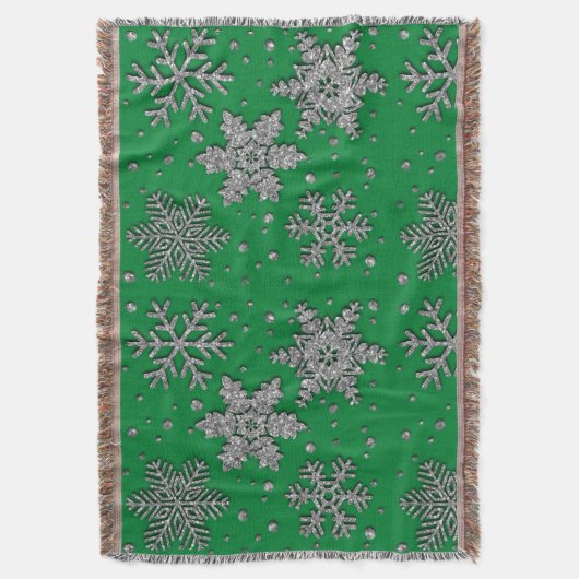 Spinende zilverglittersneeuwvlokken deken (Voorkant Verticaal)