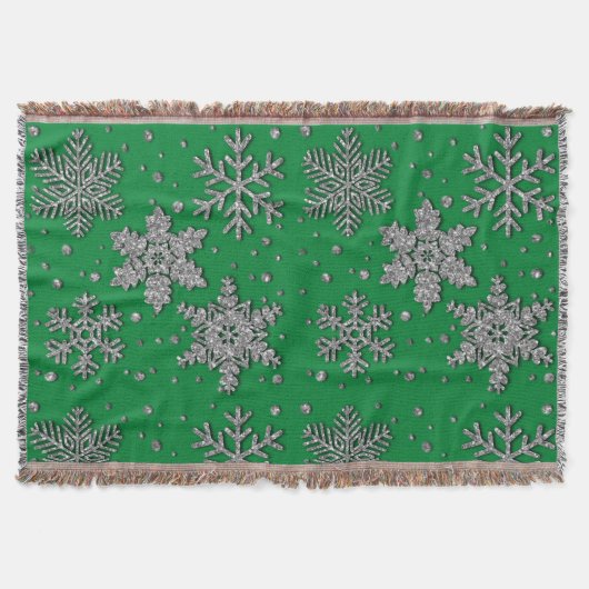 Spinende zilverglittersneeuwvlokken deken (Voorkant)