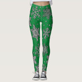 Spinende zilverglittersneeuwvlokken leggings (Voorkant)