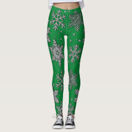 Spinende zilverglittersneeuwvlokken leggings