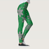 Spinende zilverglittersneeuwvlokken leggings (Rechts)
