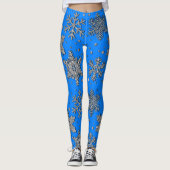 Spinende zilverglittersneeuwvlokken leggings (Voorkant)