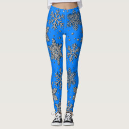 Spinende zilverglittersneeuwvlokken leggings