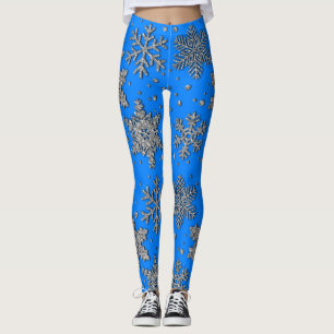Spinende zilverglittersneeuwvlokken leggings