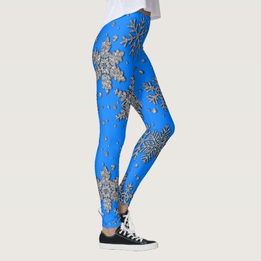 Spinende zilverglittersneeuwvlokken leggings (Rechts)