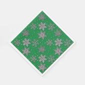 Spinende zilverglittersneeuwvlokken servet (Hoek)