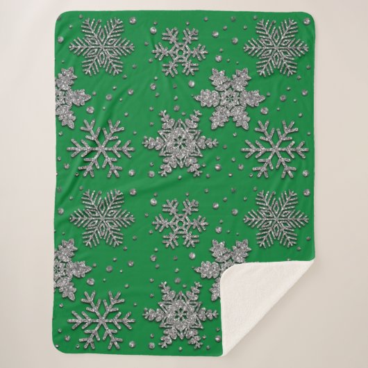 Spinende zilverglittersneeuwvlokken sherpa deken (Voorkant)