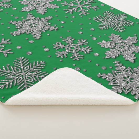 Spinende zilverglittersneeuwvlokken sherpa deken (3/4)