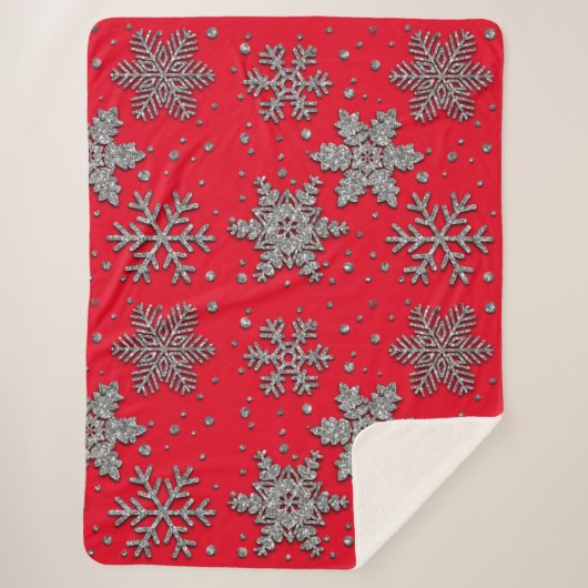 Spinende zilverglittersneeuwvlokken sherpa deken (Voorkant)