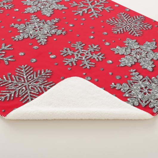 Spinende zilverglittersneeuwvlokken sherpa deken (3/4)