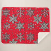 Spinende zilverglittersneeuwvlokken sherpa deken (Voorkant (horizontaal))