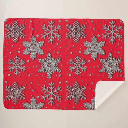 Spinende zilverglittersneeuwvlokken sherpa deken (Voorkant (horizontaal))