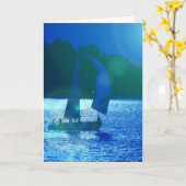 Spinnaker Racing Sailboat Wenskaart Kaart (Gele Bloem)