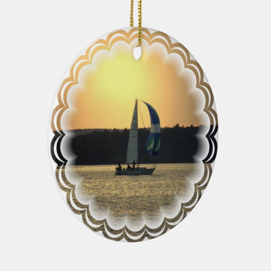 Spinnaker Sailboat Sunset Ornament (Rechts)