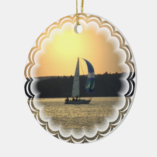 Spinnaker Sailboat Sunset Ornament (Links)