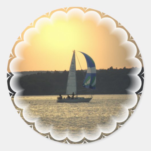 Spinnaker Zeilboot Zonsondergang Stickers (Voorkant)