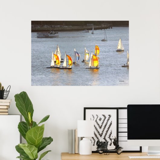 Spinnakers vatten de Wind Poster (Thuiskantoor)