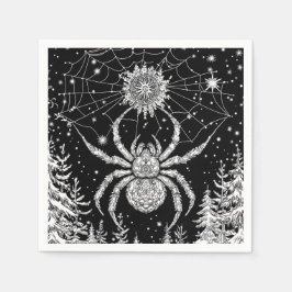 Spinne mit Mandala im magischen Netz Sternenhimmel Servet