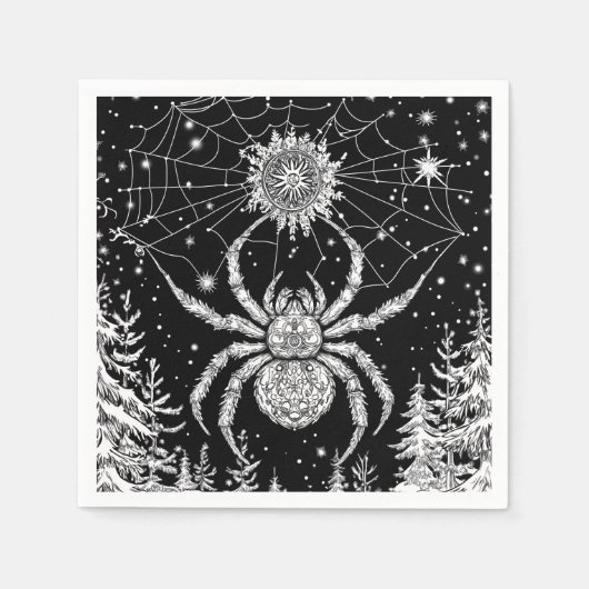 Spinne mit Mandala im magischen Netz Sternenhimmel Servet (Voorkant)