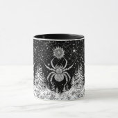 Spinne mit Mandala Netz magischer Sternenhimmel Mok (Midden)