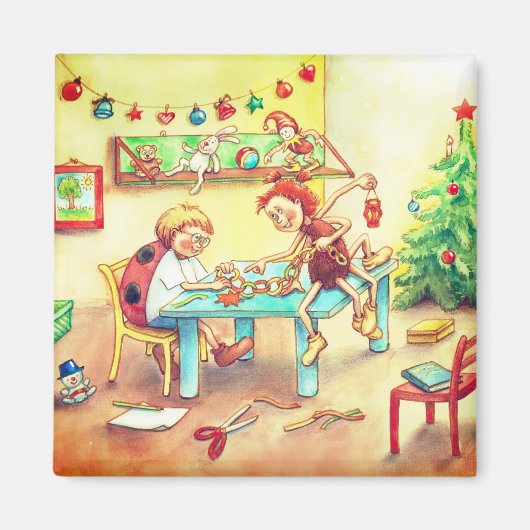 Spinne Sonja und Marienkäfer Kai im Dezember Magneet (Voorkant)
