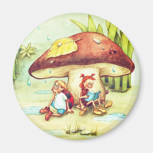 Spinne Sonja und Marienkäfer Kai unter einem Pilz Magneet (Voorkant)