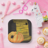 Spinnen en pompoen papieren bordje (Feest)