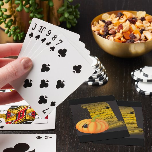 Spinnen en pompoen pokerkaarten