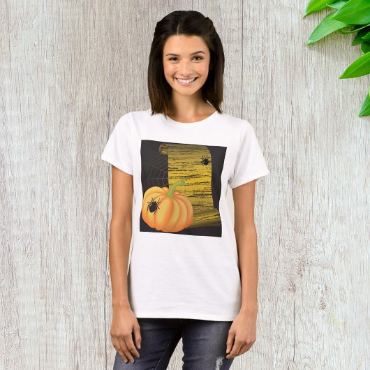 Spinnen en pompoen t-shirt