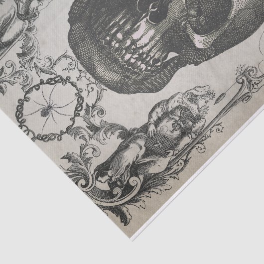 Spinnen en schedel Victoriaans Tissuepapier (Detail)