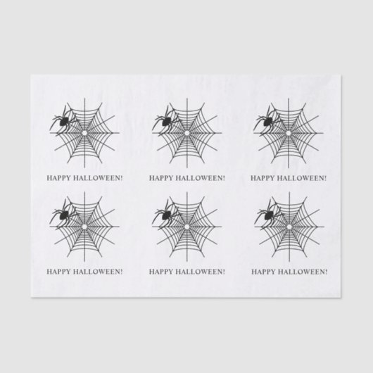 Spinnen en SpiderWeb Eenvoudige Gelukkige Hallowee Tissuepapier (Voorkant)