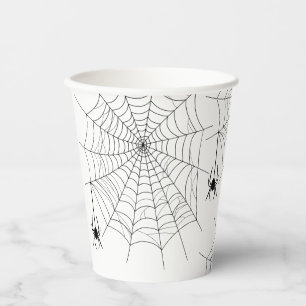 Spinnen En Spinnenweb Eenvoudig Halloween Papieren Bekers