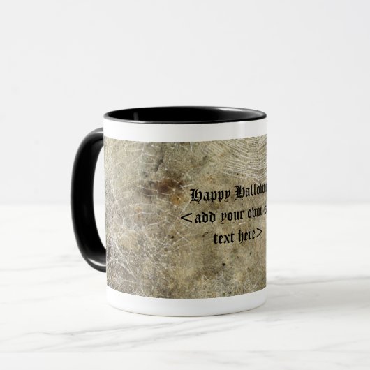 Spinnen en webben Halloween mok (Voorkant links)