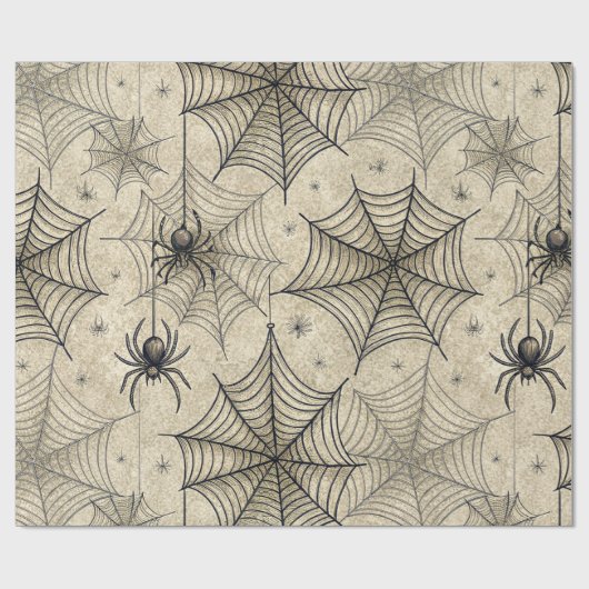 spinnen en webben Halloween-patroon Cadeaupapier (Vlak)