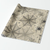 spinnen en webben Halloween-patroon Cadeaupapier (Uitgerold)