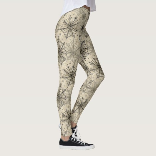  spinnen en webben Halloween-patroon Leggings (Rechts)