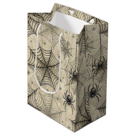  spinnen en webben Halloween-patroon Medium Cadeauzakje
