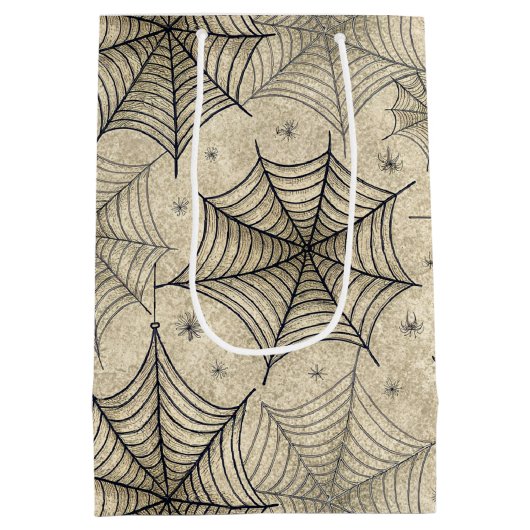 spinnen en webben Halloween-patroon Medium Cadeauzakje (Achterkant)