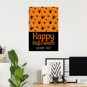 Spinnen Fijne Halloween Zwarte Oranje Aangepaste n Poster