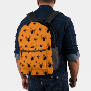Spinnen Halloween patroon Zwart en Oranje Bedrukte Rugzak
