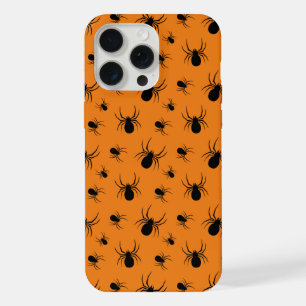 Spinnen Halloween patroon Zwart en Oranje iPhone 15 Pro Max Case
