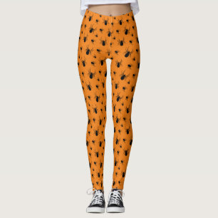Spinnen Halloween patroon Zwart en Oranje Leggings