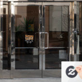 Spinnen Happy Halloween Zwart en Sinaasappel Raamsticker (Kantoordeur)