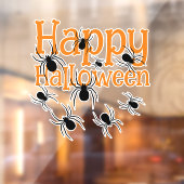 Spinnen Happy Halloween Zwart en Sinaasappel Raamsticker (Vel 2)
