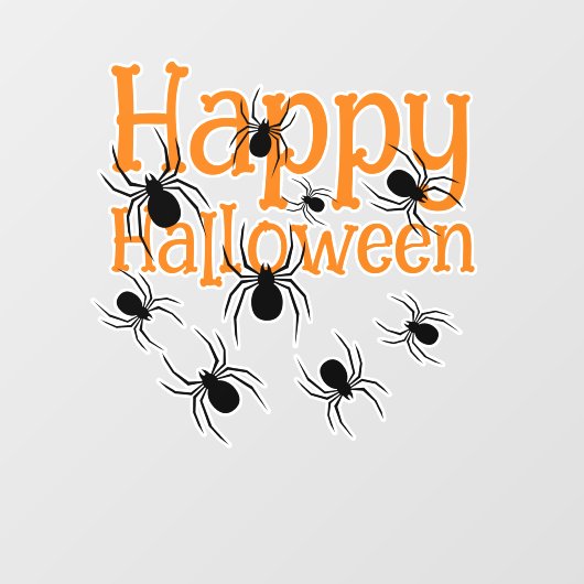 Spinnen Happy Halloween Zwart en Sinaasappel Raamsticker (Vel)