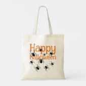 Spinnen Happy Halloween Zwart en Sinaasappel Tote Bag (Achterkant)