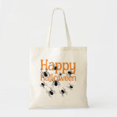 Spinnen Happy Halloween Zwart en Sinaasappel Tote Bag (Voorkant)