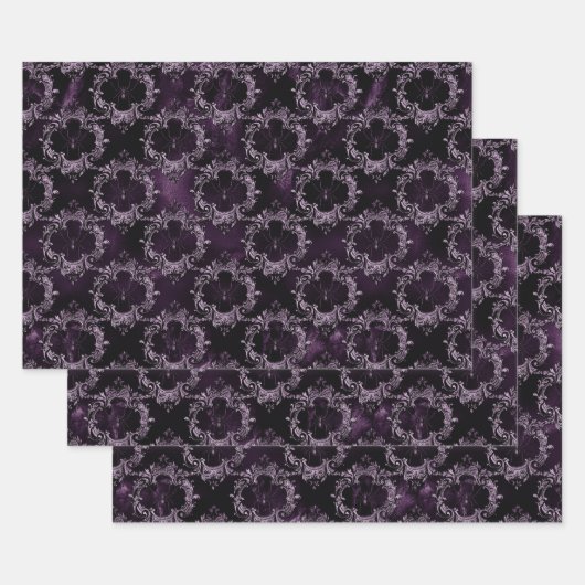 Spinnen in Lijsten op Paars Inpakpapier Vel (Set)